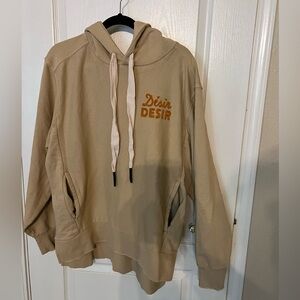 Relaxed Tan Hooded Sweatshirt with Front Pouch NWT Size L